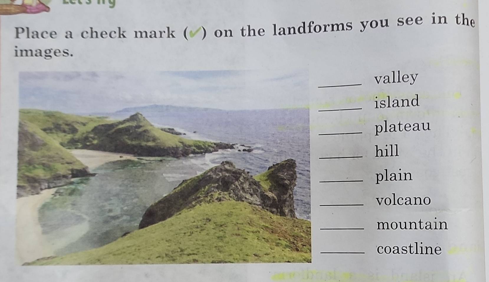 Solved: Place a check mark ( ) on the landforms you see in the images ...