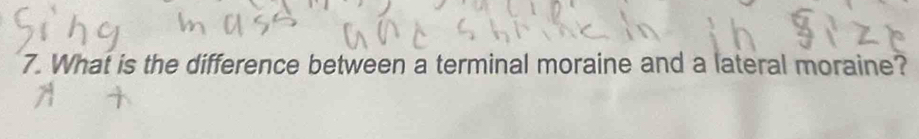 What is the difference between a terminal moraine and a lateral moraine?