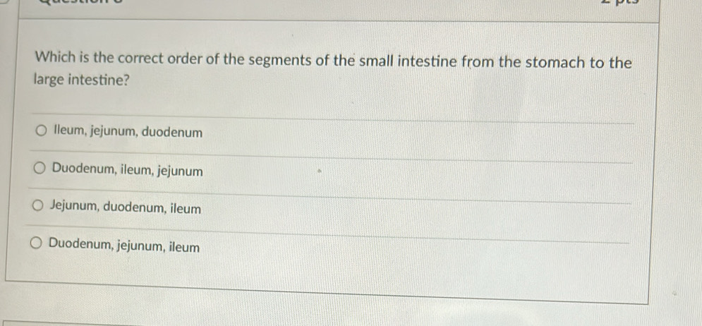 Solved: Which is the correct order of the segments of the small ...