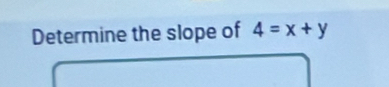 Determine the slope of 4=x+y