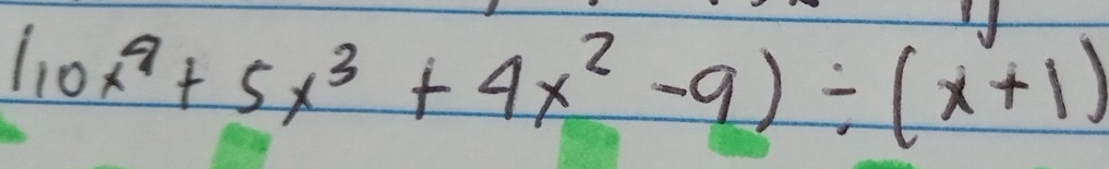 (10x^9+5x^3+4x^2-9)/ (x+1)