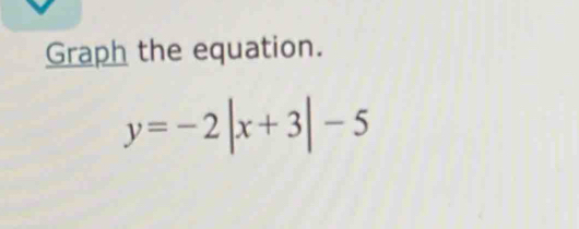 Graph the equation.
y=-2|x+3|-5