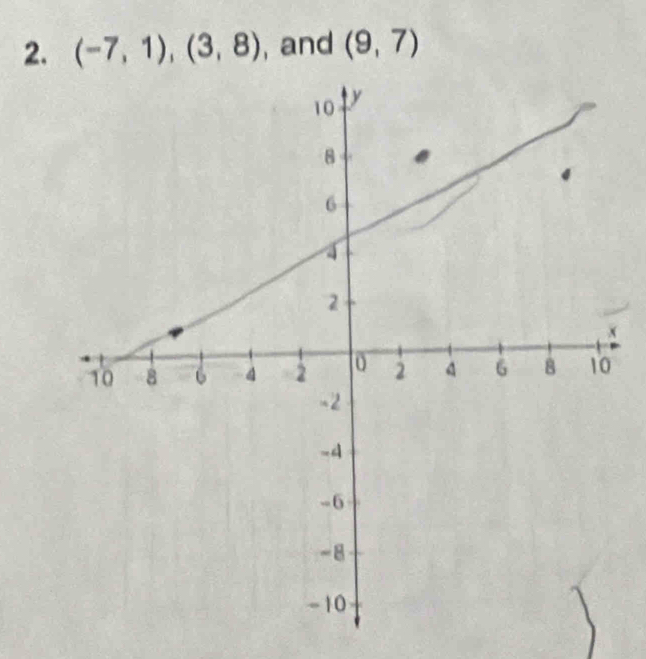 (-7,1), (3,8) , and (9,7)