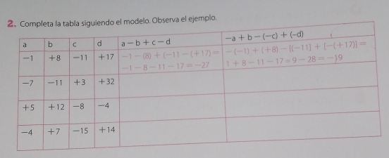 modelo. Observa el ejemplo.