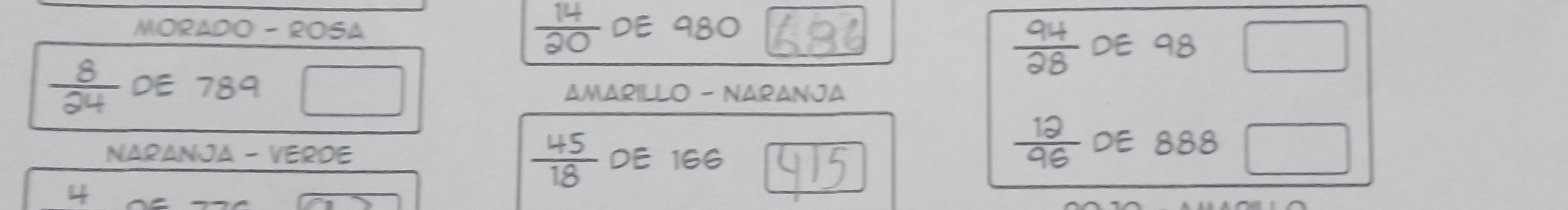 MORADO - ROSA DE 980
a 
DE 789 AMARILLO - NARANJA 
DE 888
NARANJA - VERDE DE 166
45