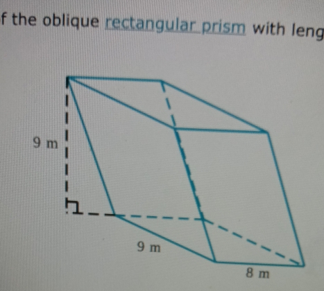 of the oblique rectangular prism with leng