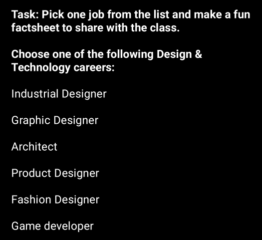 Solved: Task: Pick one job from the list and make a fun factsheet to ...