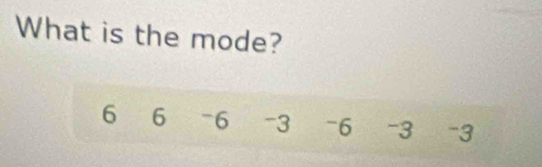 What is the mode?
6 6 -6 -3 -6 -3 -3