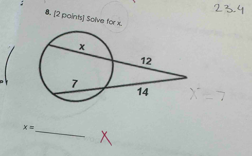 Solve for x. 
_
x=