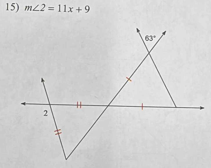 m∠ 2=11x+9