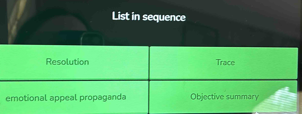 List in sequence