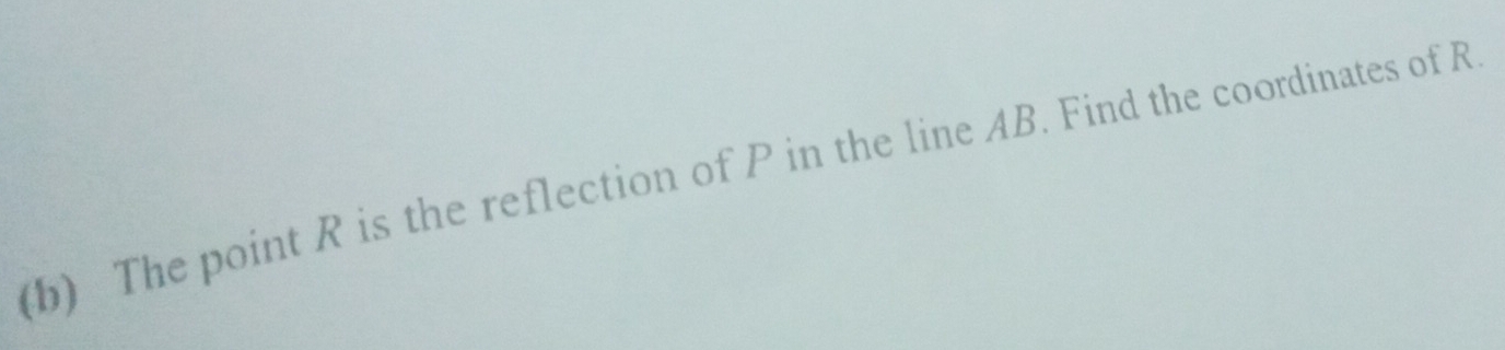 The point R is the reflection of P in the line AB. Find the coordinates of R