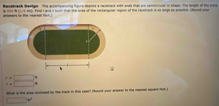 Solved: Racetrack Design The accompanying figure depicts a racetrack ...
