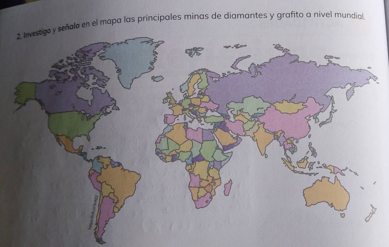 ñalo en el mapa las principales minas de diamantes y grafito a nivel mundial.