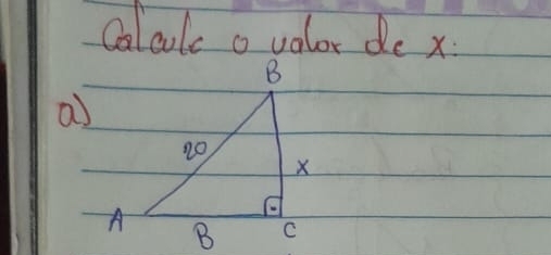 Calculc o volor de x.