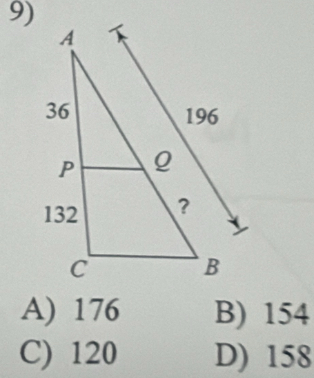 A) 176 B) 154
C) 120 D) 158