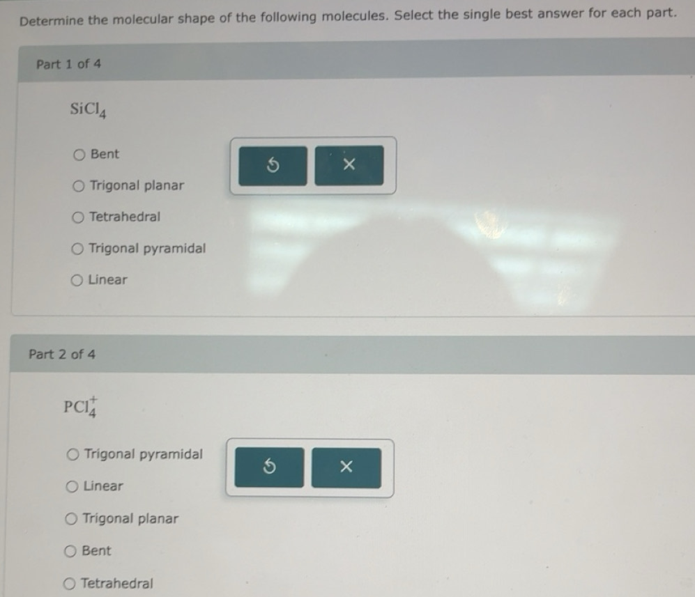 Solved: Determine the molecular shape of the following molecules ...