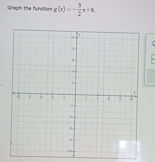 Graph the function g(x)=- 3/2 x+8.