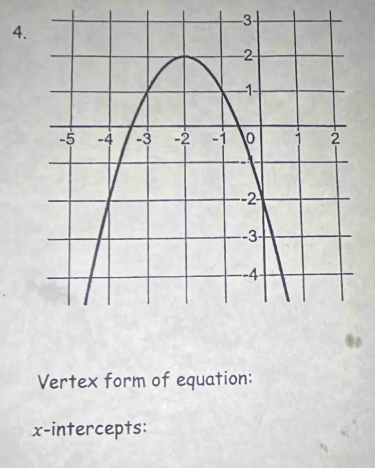 Vertex form of equation: 
x-intercepts: