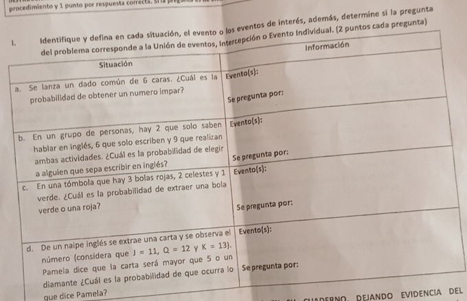 procedimiento y 1 punto por respuesta correcta, sr ía 
1 interés, además, determine si la pregunta
gunta)
que dice Pamela?
I DERNo,DEJANDO EVIDENCIA DEl