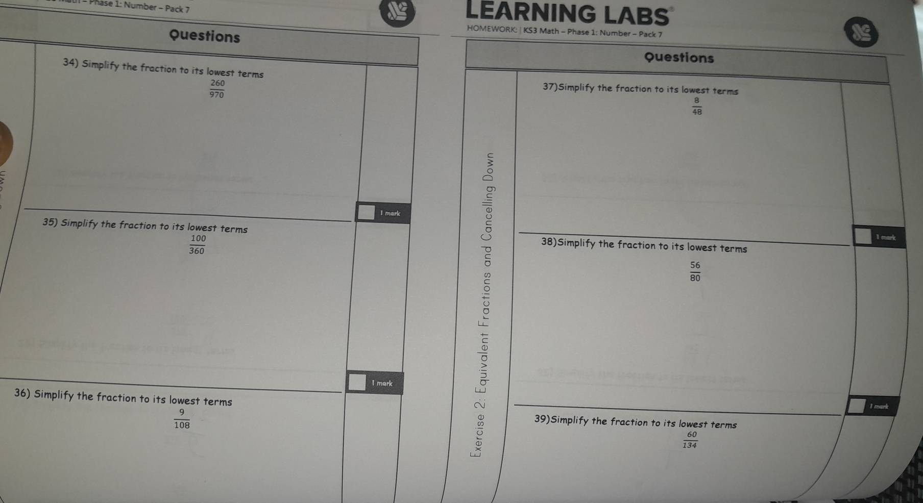 hase 1: Number - Pack 7
LEARNING LABS
36