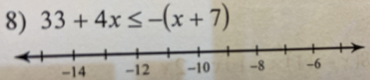 33+4x≤ -(x+7)
-14