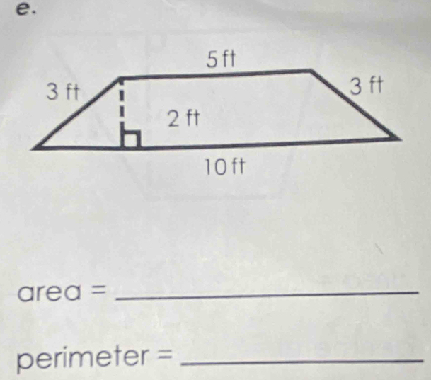 2y re ea = _ 
peri meter= _