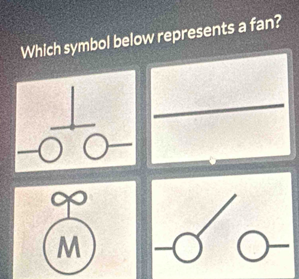 Which symbol below represents a fan?
M