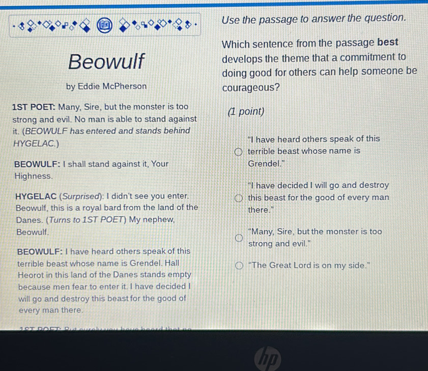 Solved: Use the passage to answer the question. Which sentence from the ...