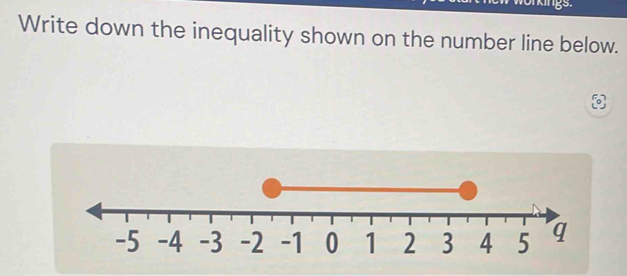 orkings. 
Write down the inequality shown on the number line below.