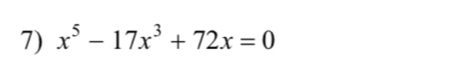 x^5-17x^3+72x=0