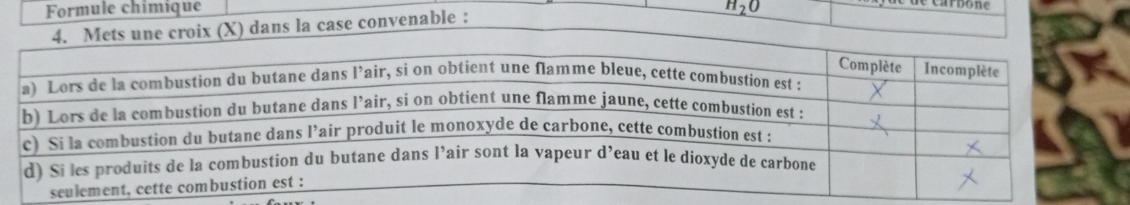 Formule chimique
H_2O
la case convenable :