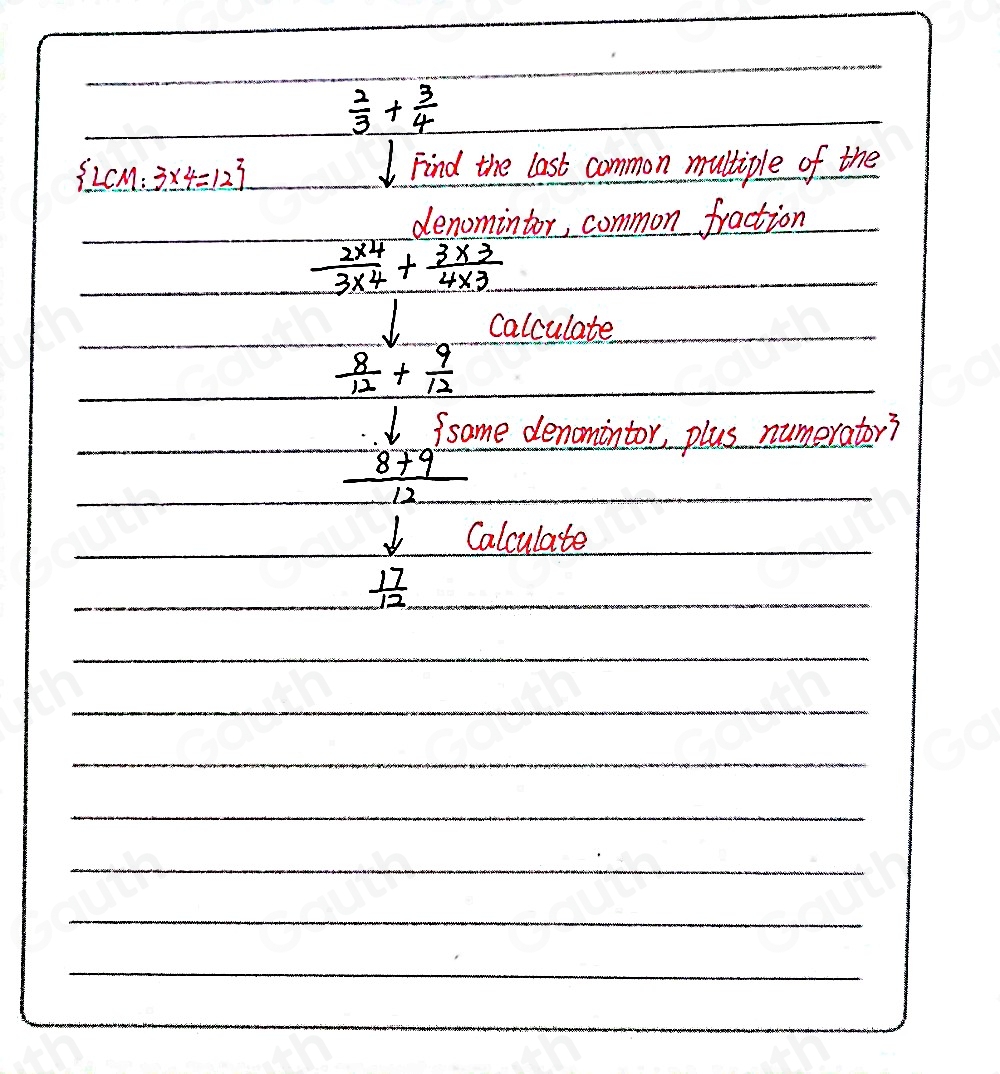 Solved: Using the example 2/3 + 3/4 , explain why we add fractions the ...