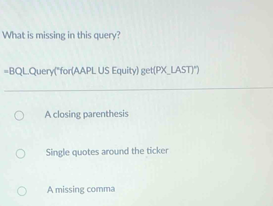 Solved: What is missing in this query? =BQL.Query(
