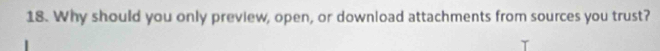 Why should you only preview, open, or download attachments from sources you trust?