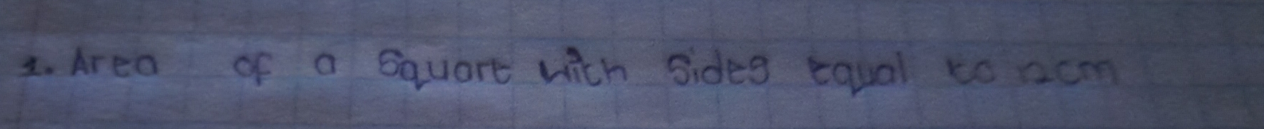 Area of a square with sides equal to com