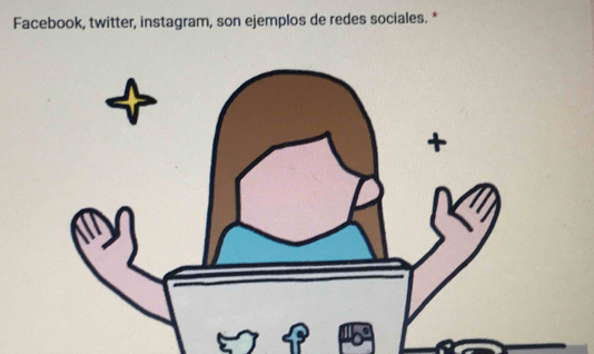 Facebook, twitter, instagram, son ejemplos de redes sociales. *