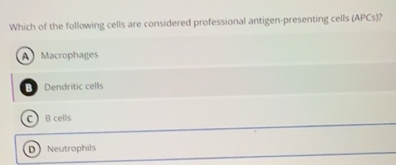 Solved: Which of the following cells are considered professional ...