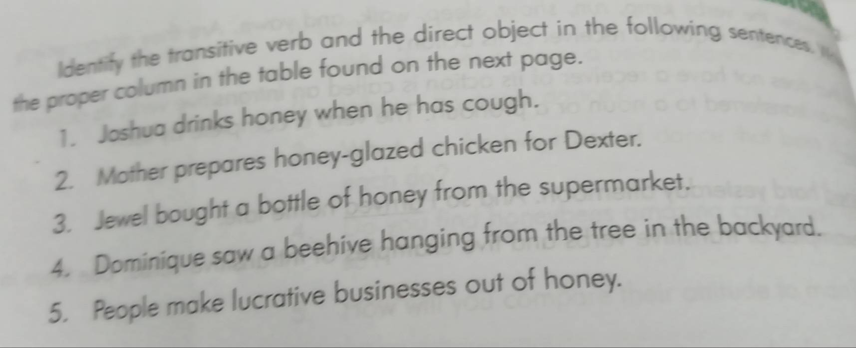 Solved: Identify the transitive verb and the direct object in the ...