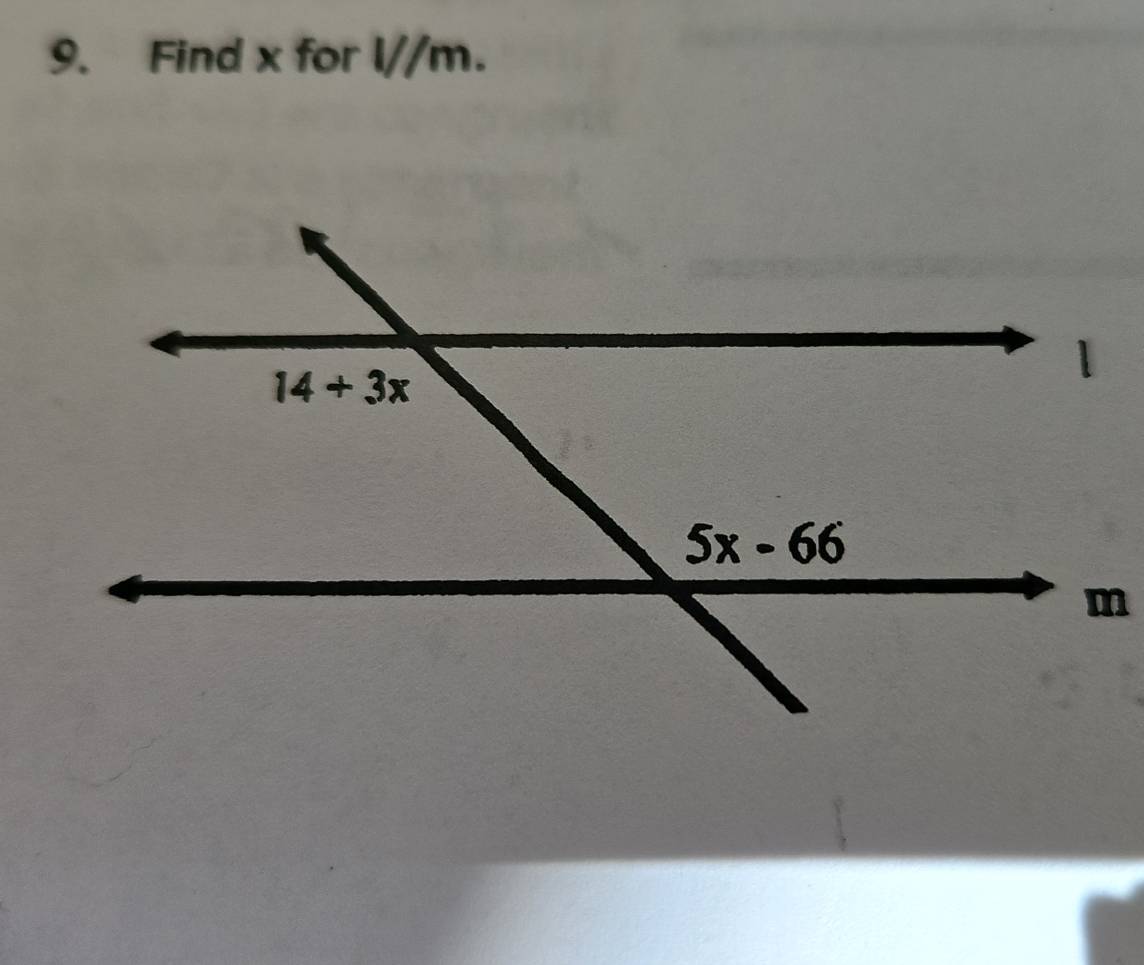 Find x for l//m.