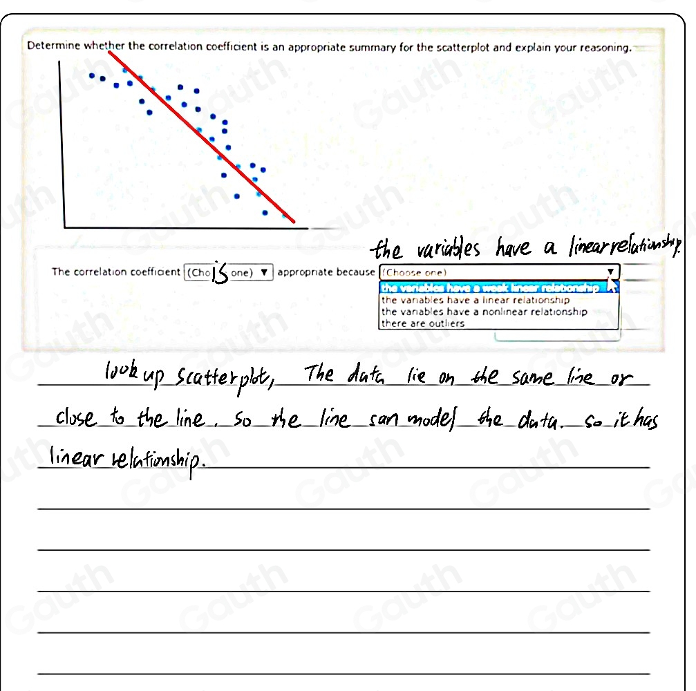Solved: Determine whether the correlation coefficient is an appropriate ...