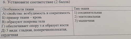 Установите соответствие (2 балла) 
с