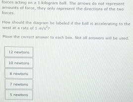 Solved: forces acting on a 1-kilogram ball. The arrows do not represent ...