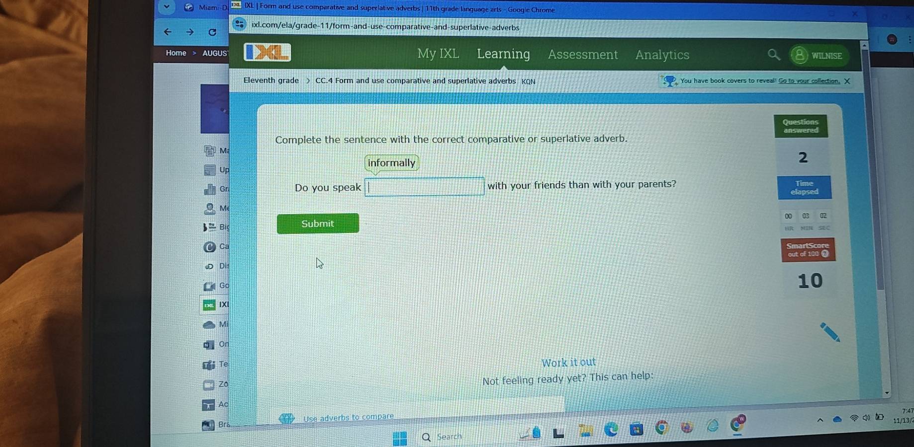 Solved: Miami-D IXL | Form and use comparative and superlative adverbs ...