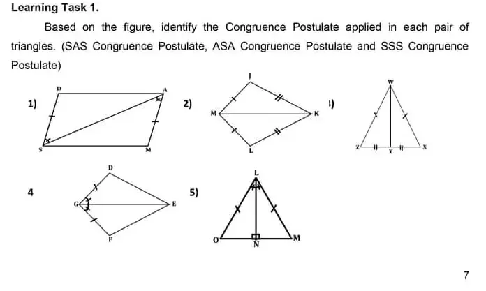 Solved: Learning Task 1. Based on the figure, identify the Congruence ...