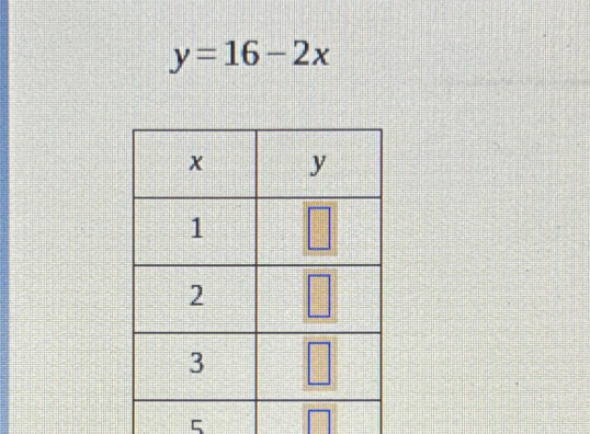 y=16-2x
5  4/5 