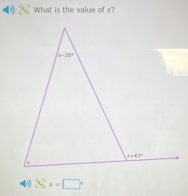 What is the value of s?
 7,s=□°