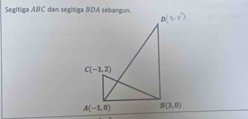 Segitiga ABC dan segitiga BDA sebangun.