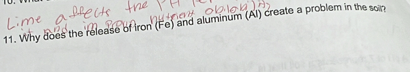 Why does the release of iron (Fe) and aluminum (Al) create a problem in the soill?