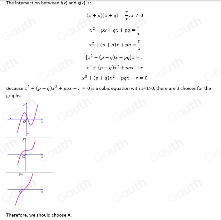 Solved: (11) Two functions are given below: f(x)=(x+p)(x+q) g(x)= r/x ...